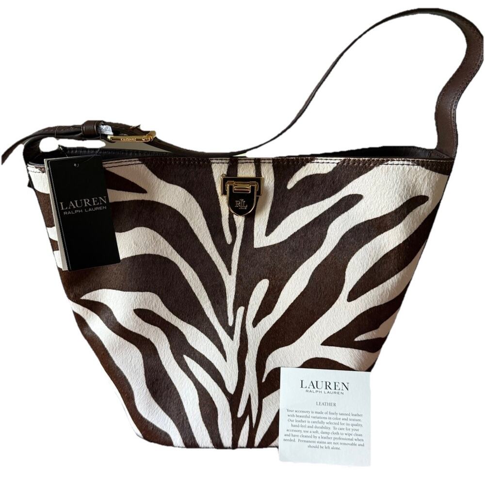 Ralph Lauren Haircalf Medium Harlow Bucket Bag NEW W TAG and Dust Bag